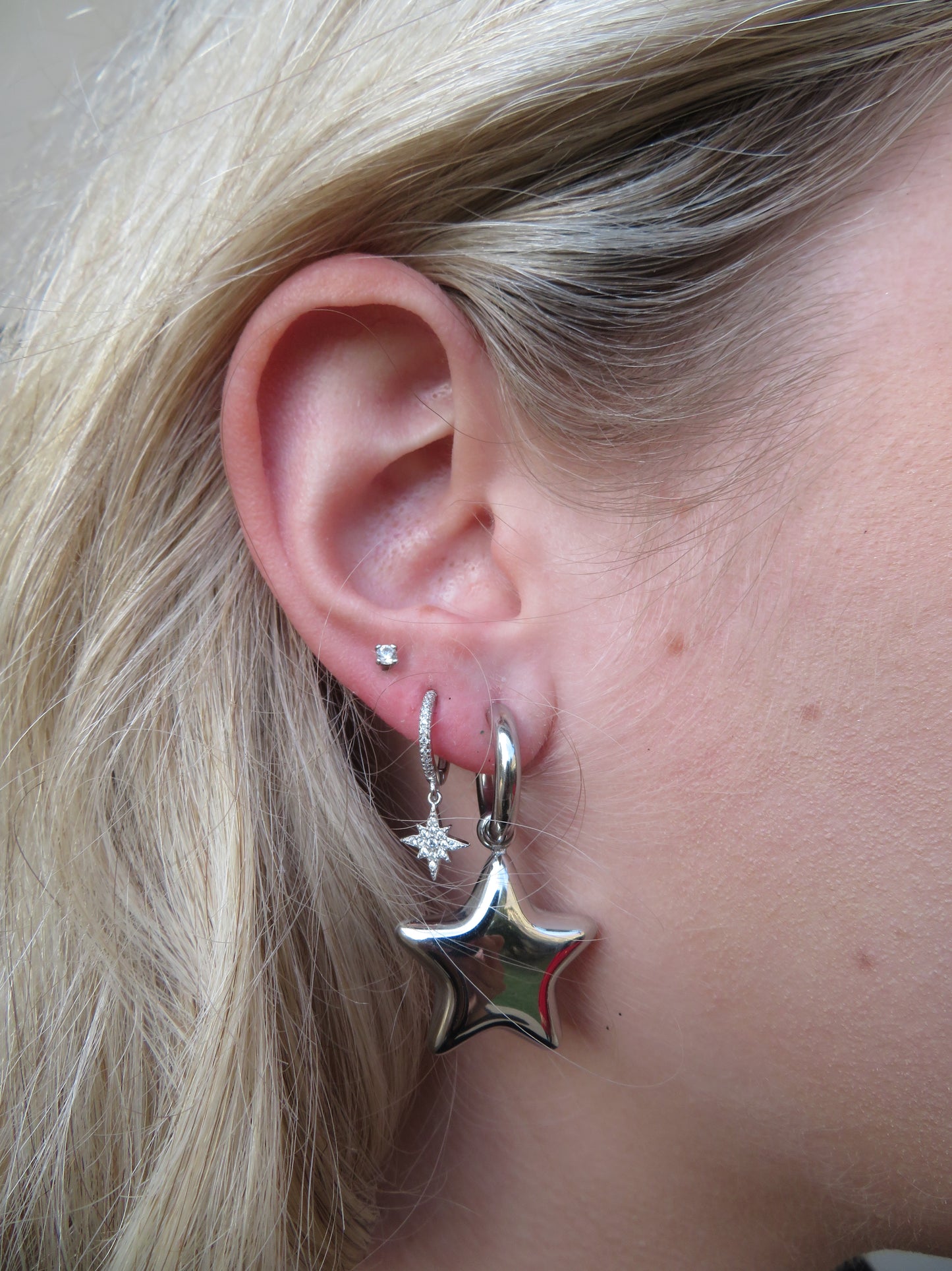Moon and Star Earrings earrings Precious Jewels LLC Silver