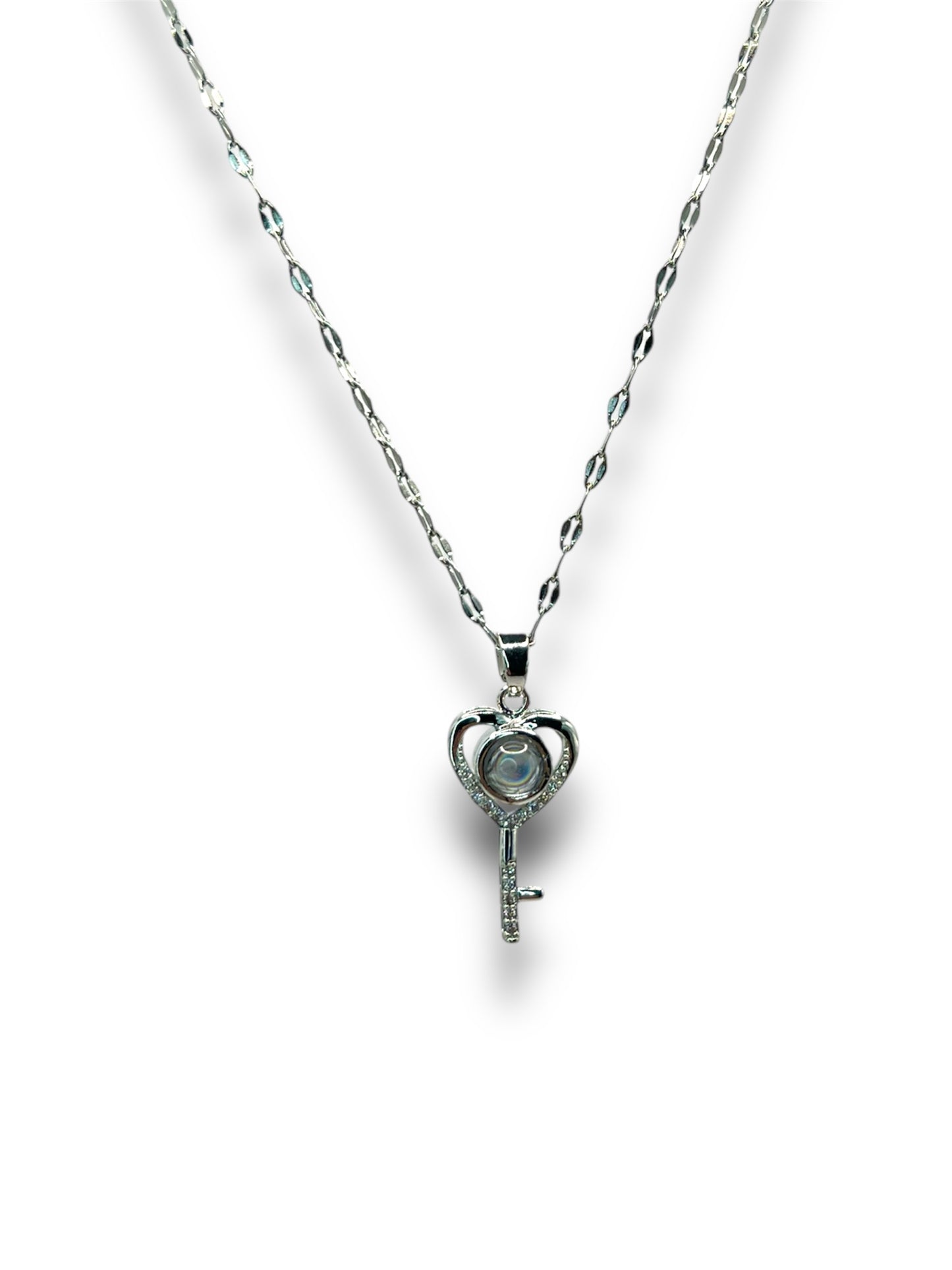 Heart Key 100 Language I Love You Necklace Necklace Precious Jewels Silver