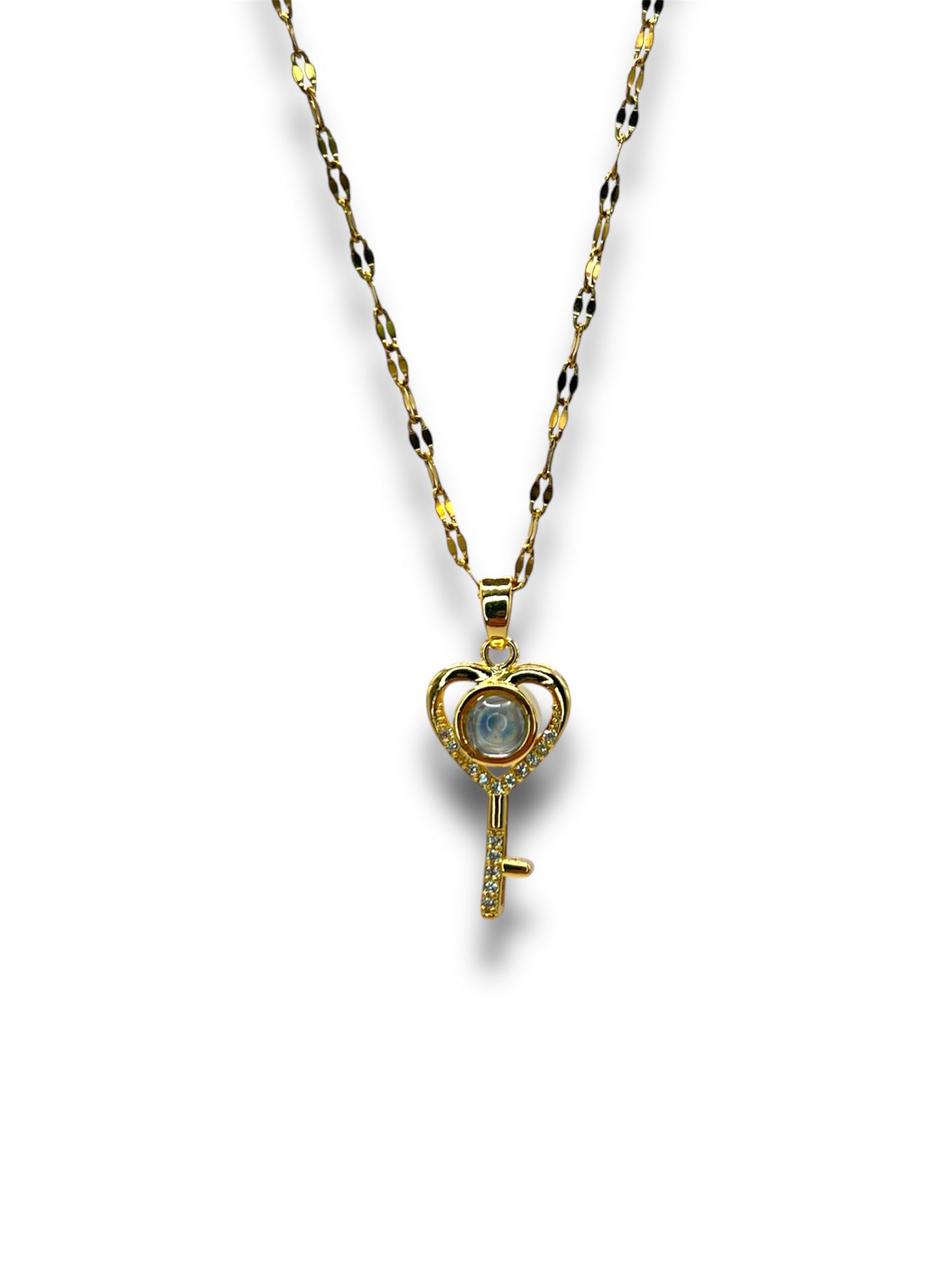Heart Key 100 Language I Love You Necklace Necklace Precious Jewels Gold