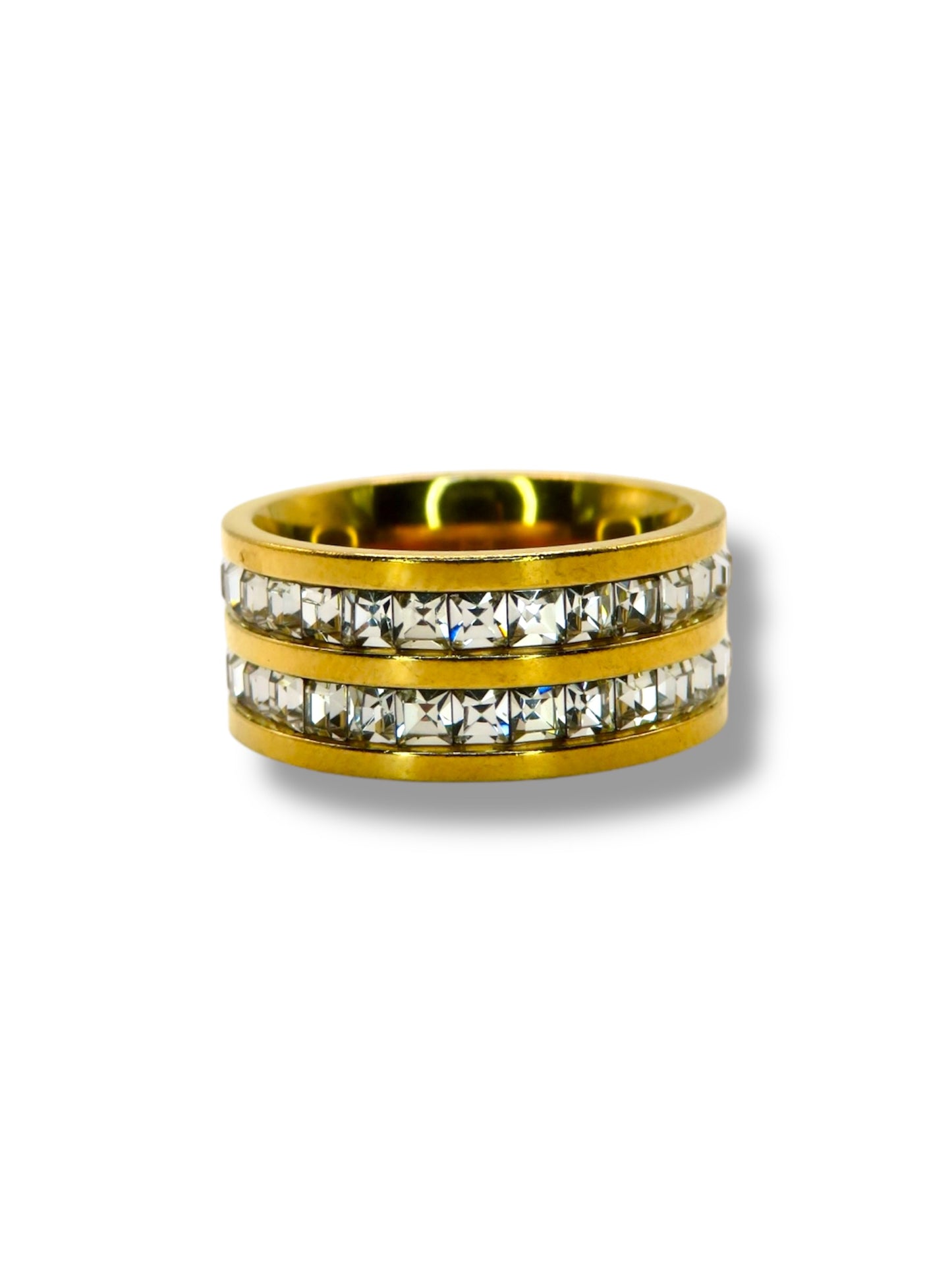 Luxe Triple Row Band ring Precious Jewels Gold 5