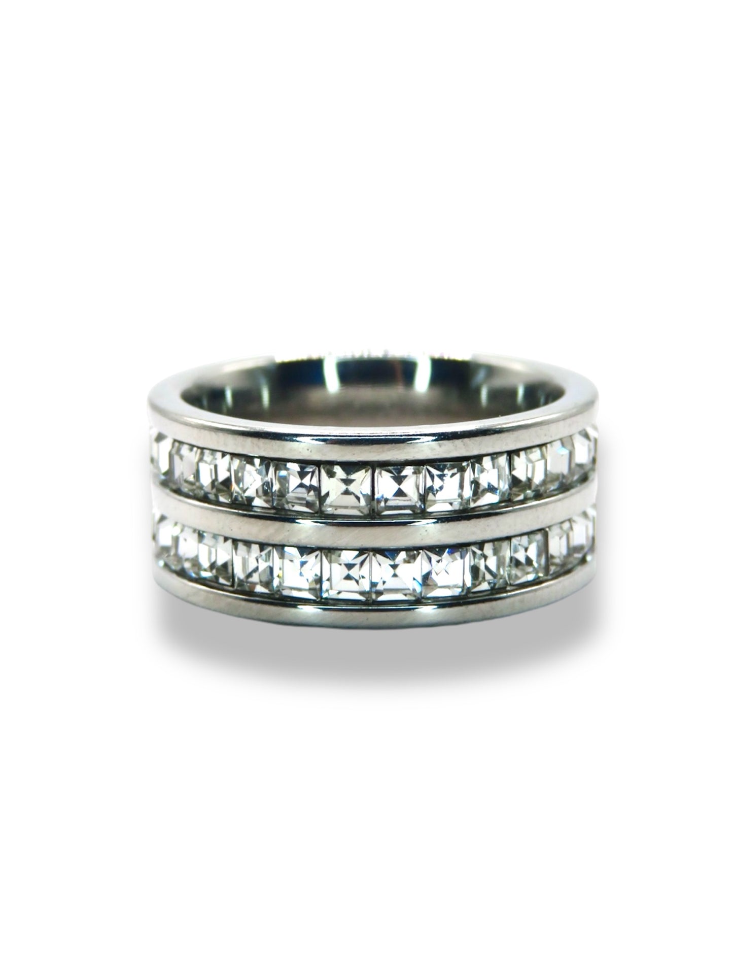 Luxe Triple Row Band ring Precious Jewels Silver 5
