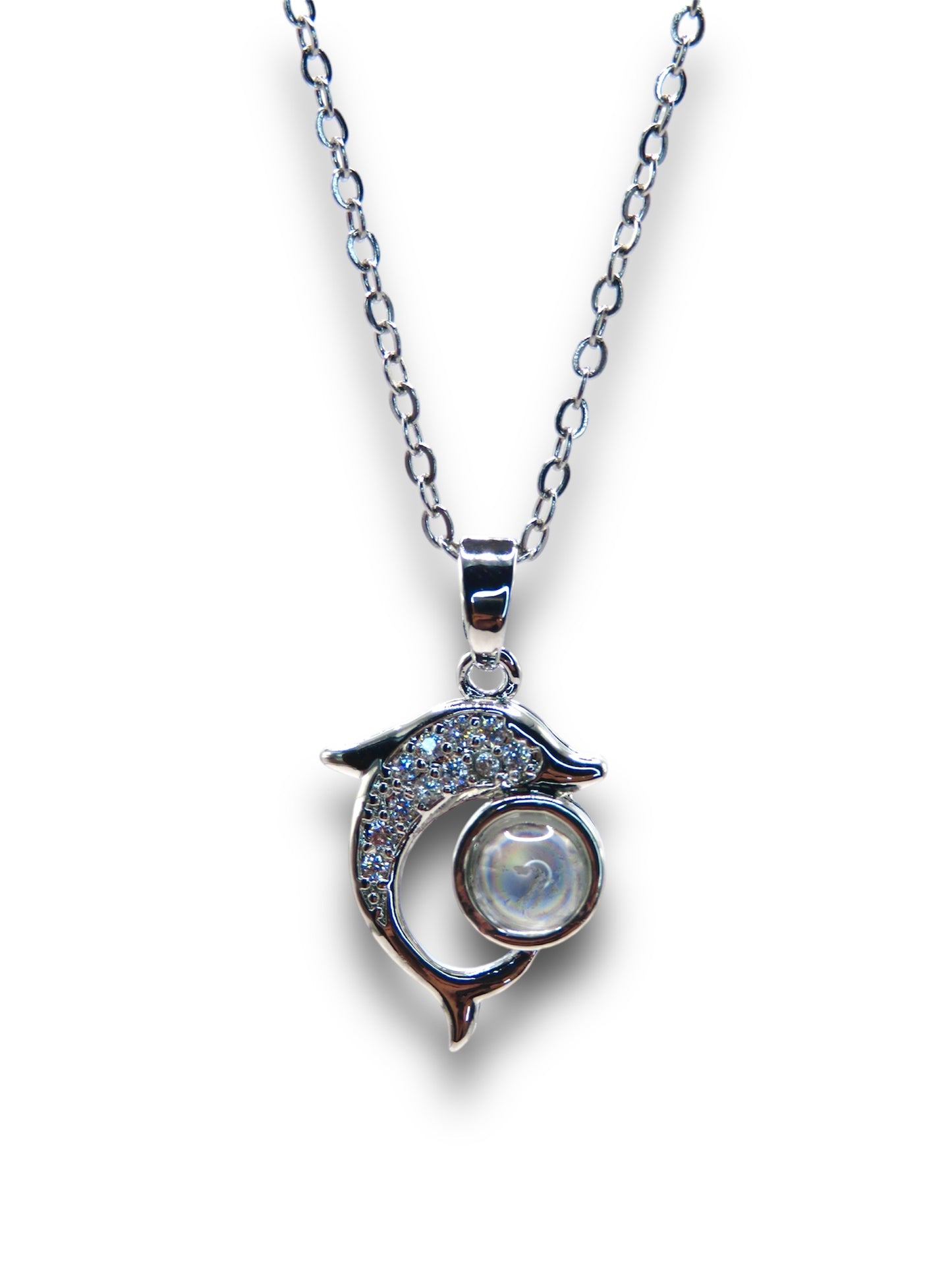 Dolphin "100 language I love you" Necklace Necklace Precious Jewels Silver