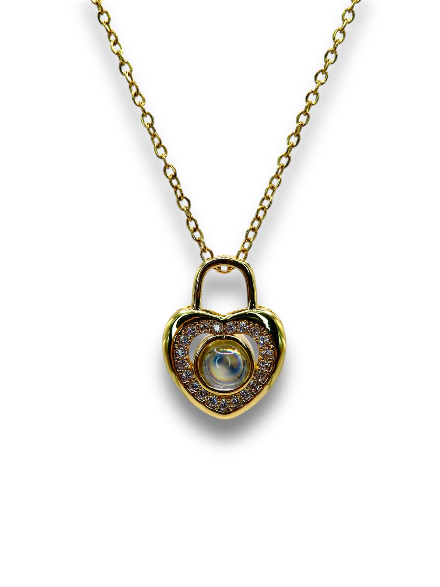 Heart Lock 100 Language I Love You Necklace Necklace Precious Jewels Gold