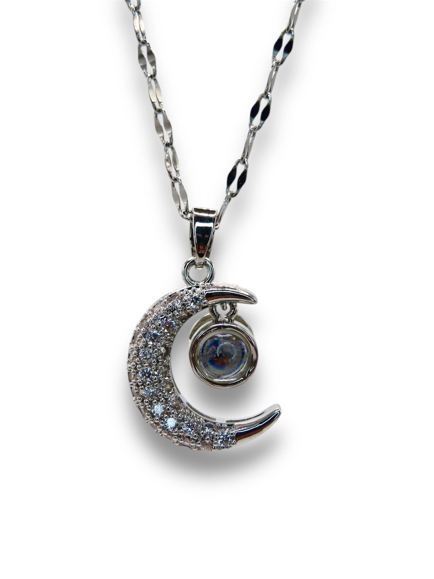 Crescent Moon 100 Language I Love You Necklace Necklace Precious Jewels Silver