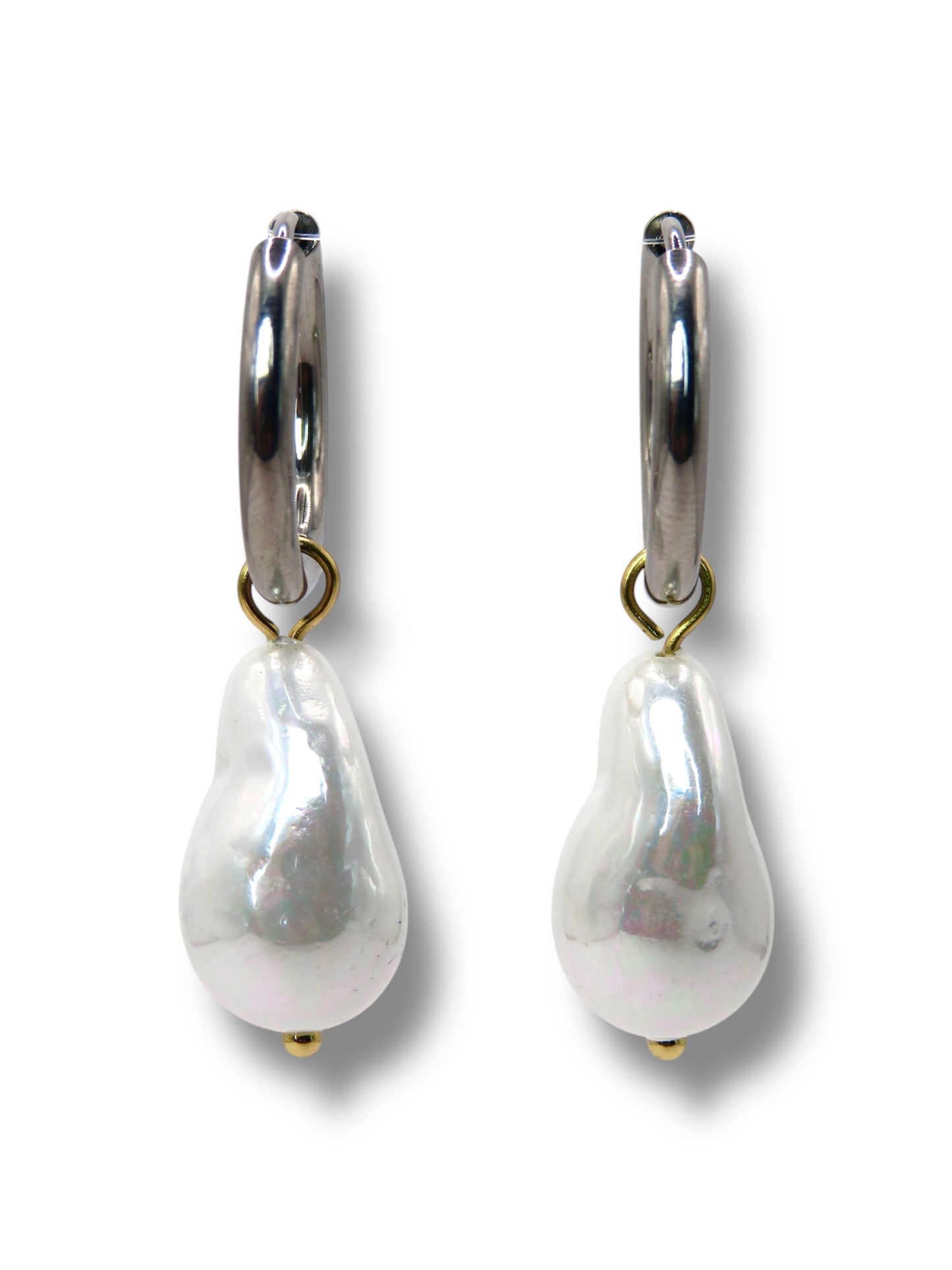 Pearl Hoops earrings Precious Jewels Silver