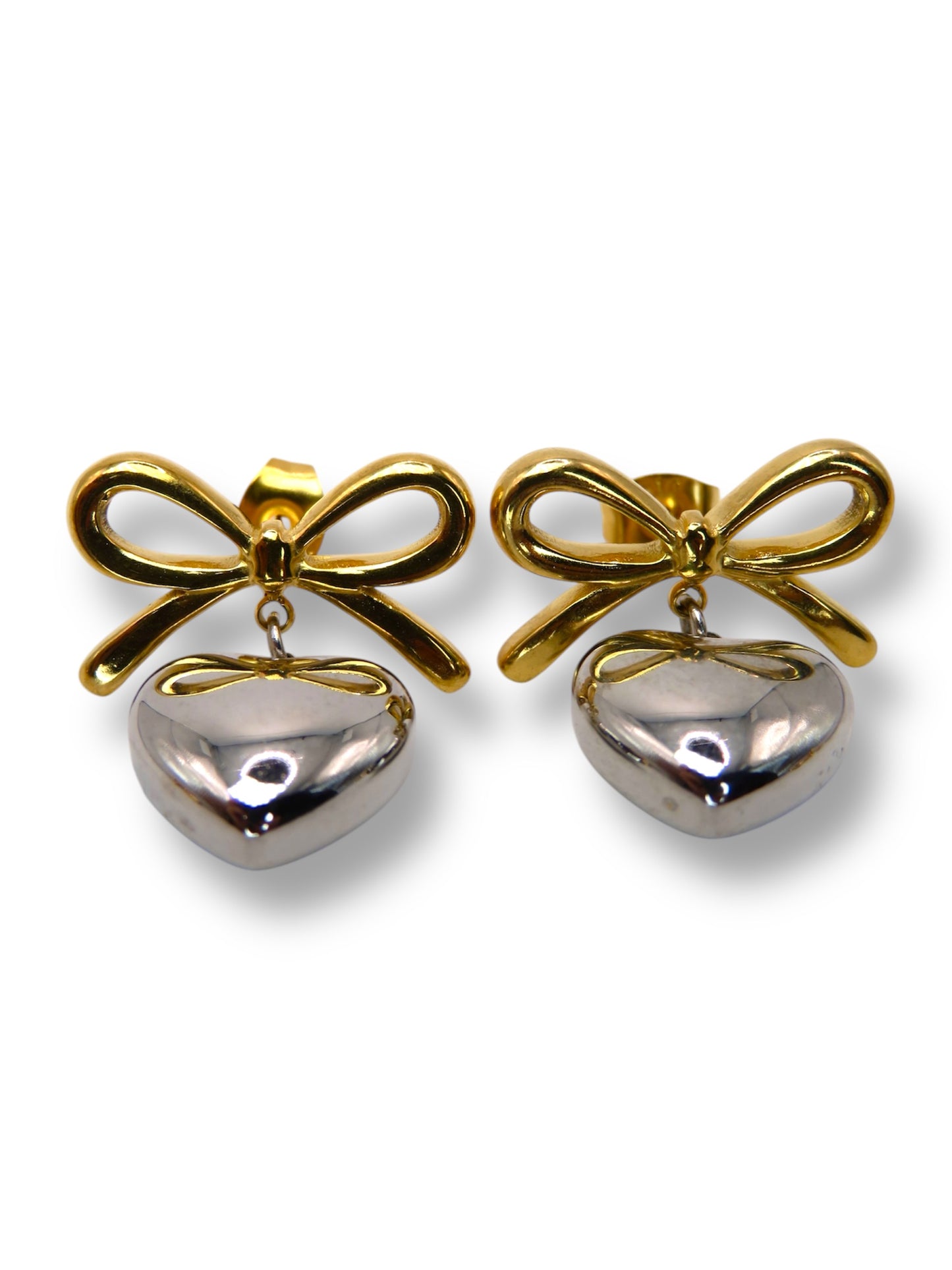 Bow Heart Earrings earrings Precious Jewels Silver