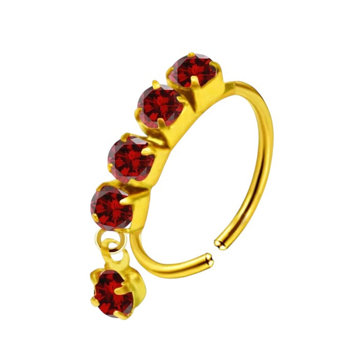 Simple Dangly Nose Hoops nose piercing Precious Jewels Red