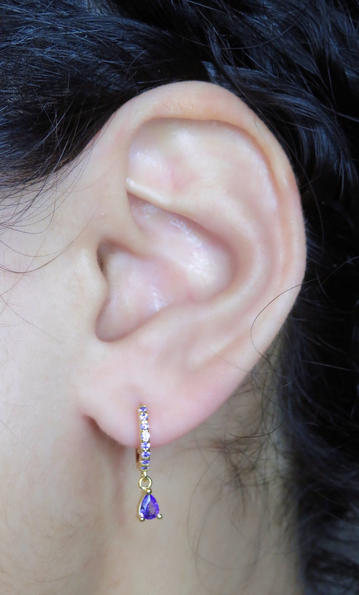 Amethyst Dream Hoops earrings Precious Jewels Gold