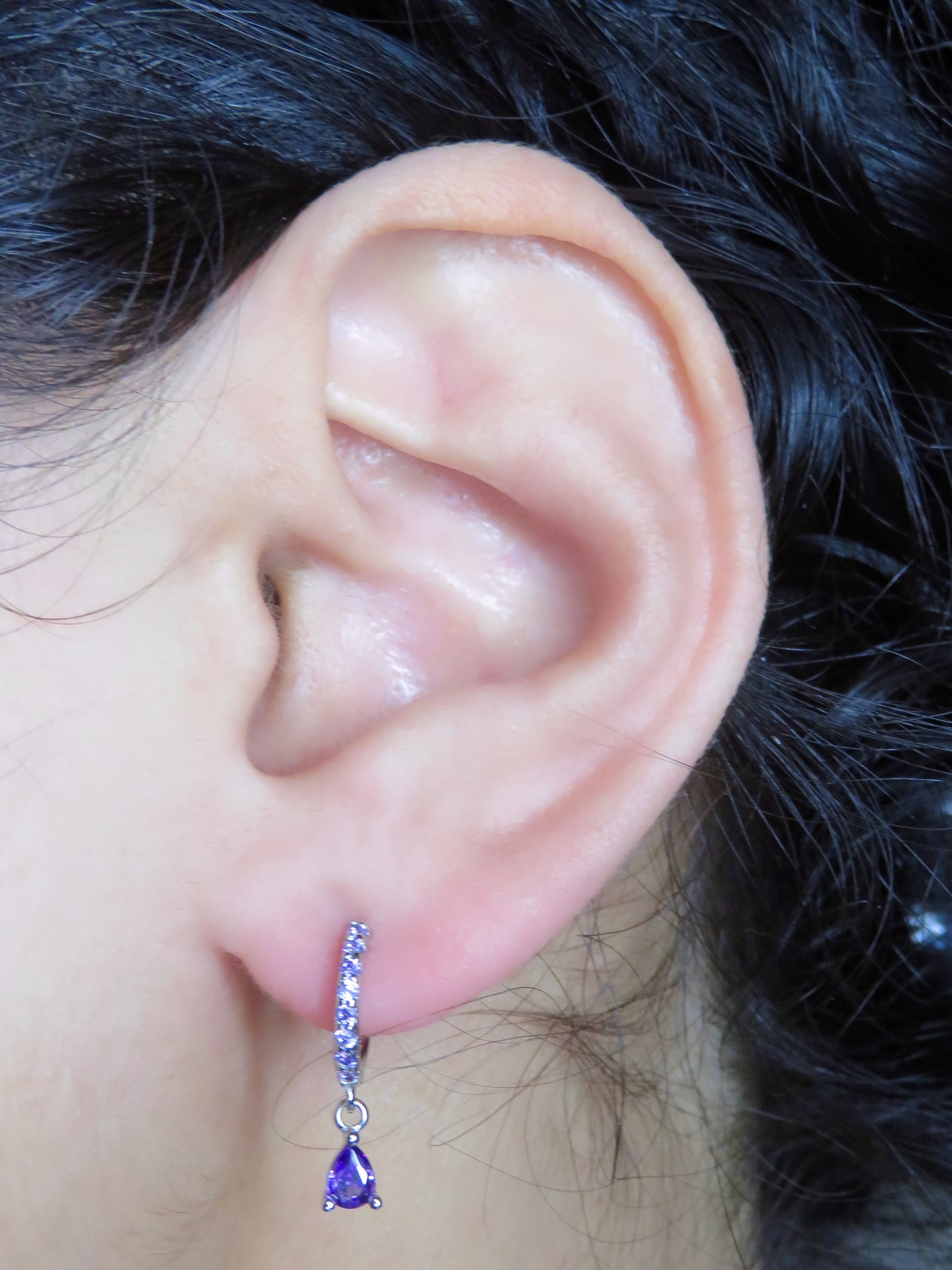 Amethyst Dream Hoops earrings Precious Jewels Silver