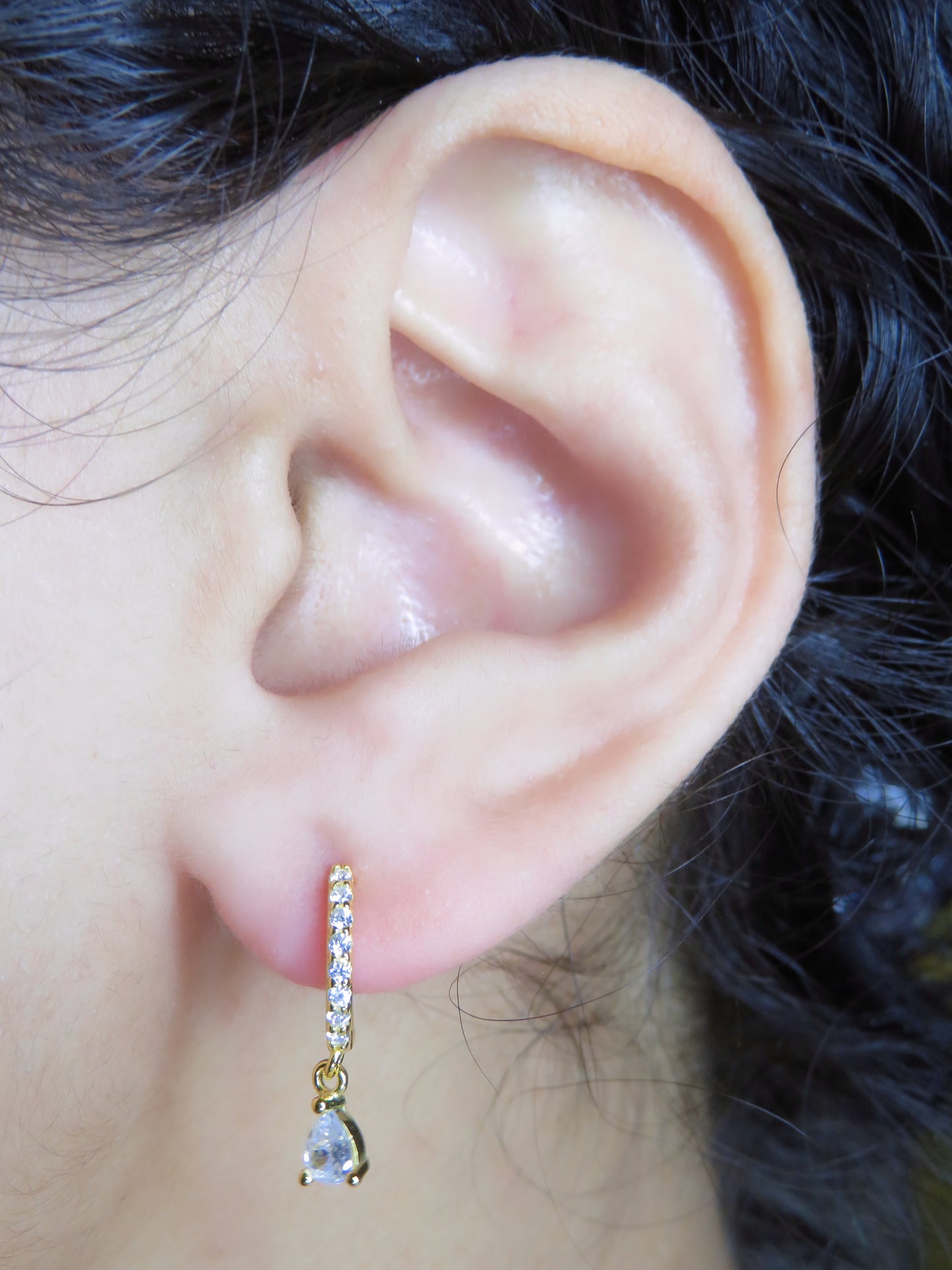 Crystal Dew Hoop Earrings earrings Precious Jewels LLC Gold
