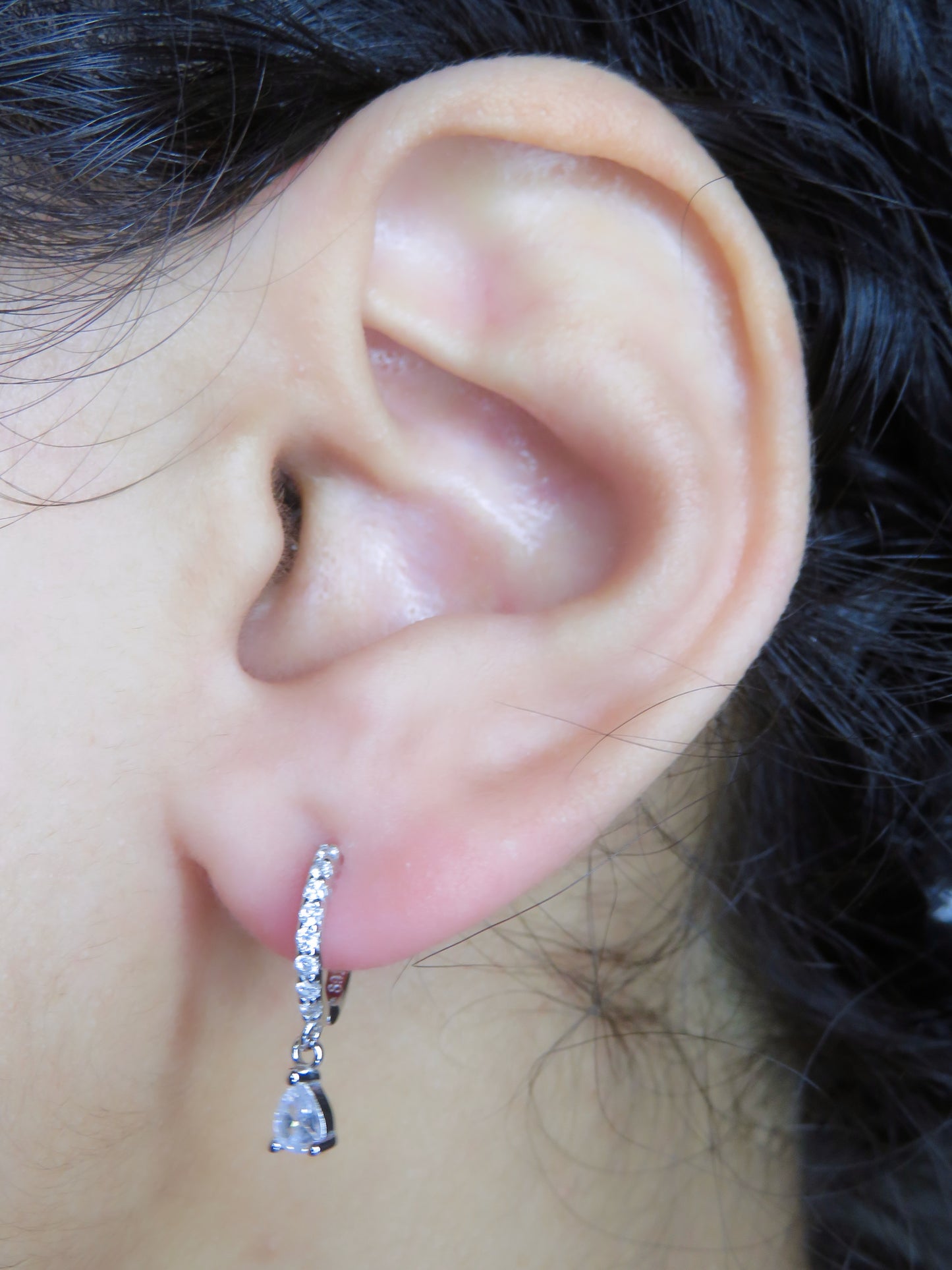 Crystal Dew Hoop Earrings earrings Precious Jewels LLC Silver