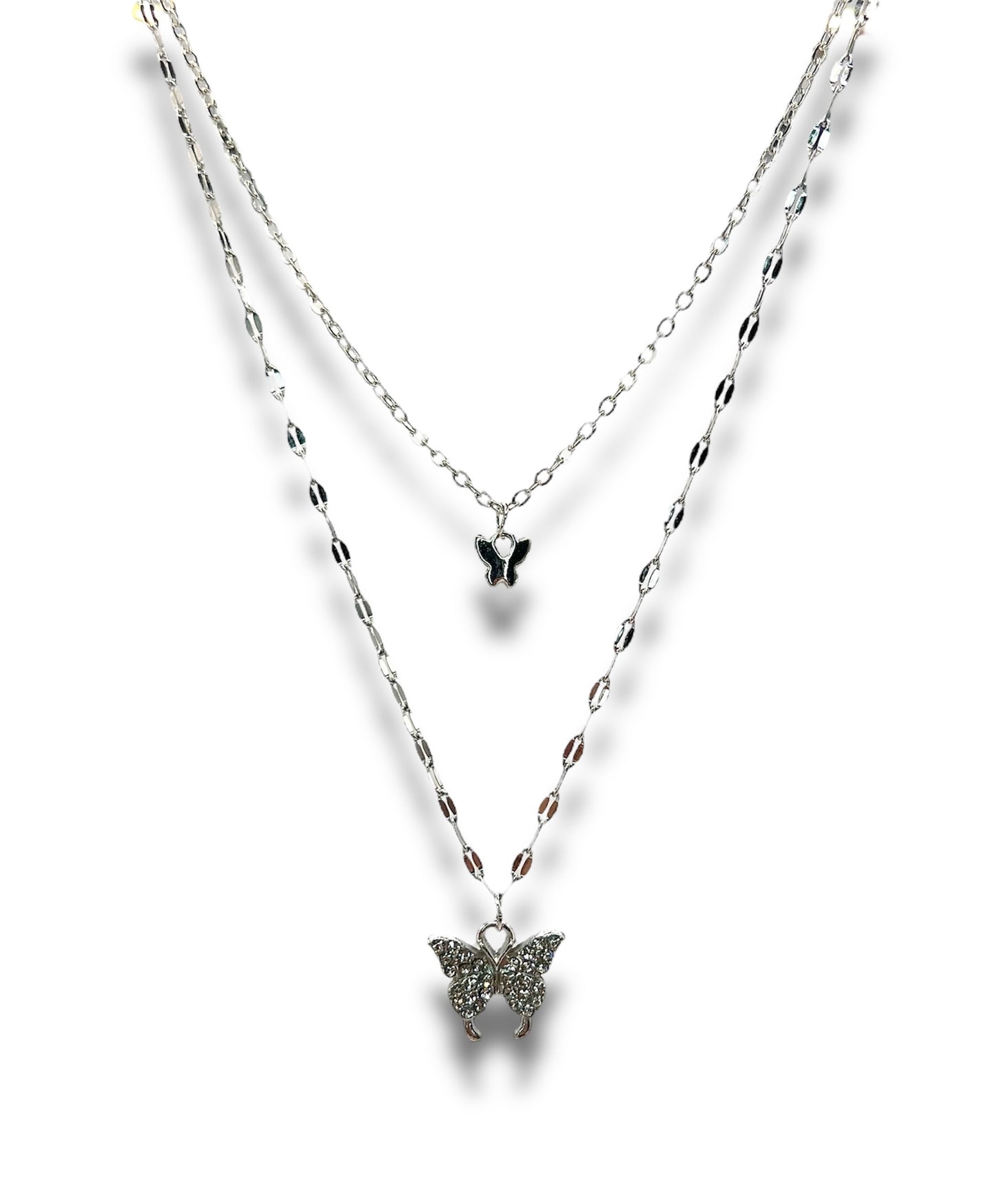 Mariposa Butterfly Layered Necklace Necklace Precious Jewels Silver