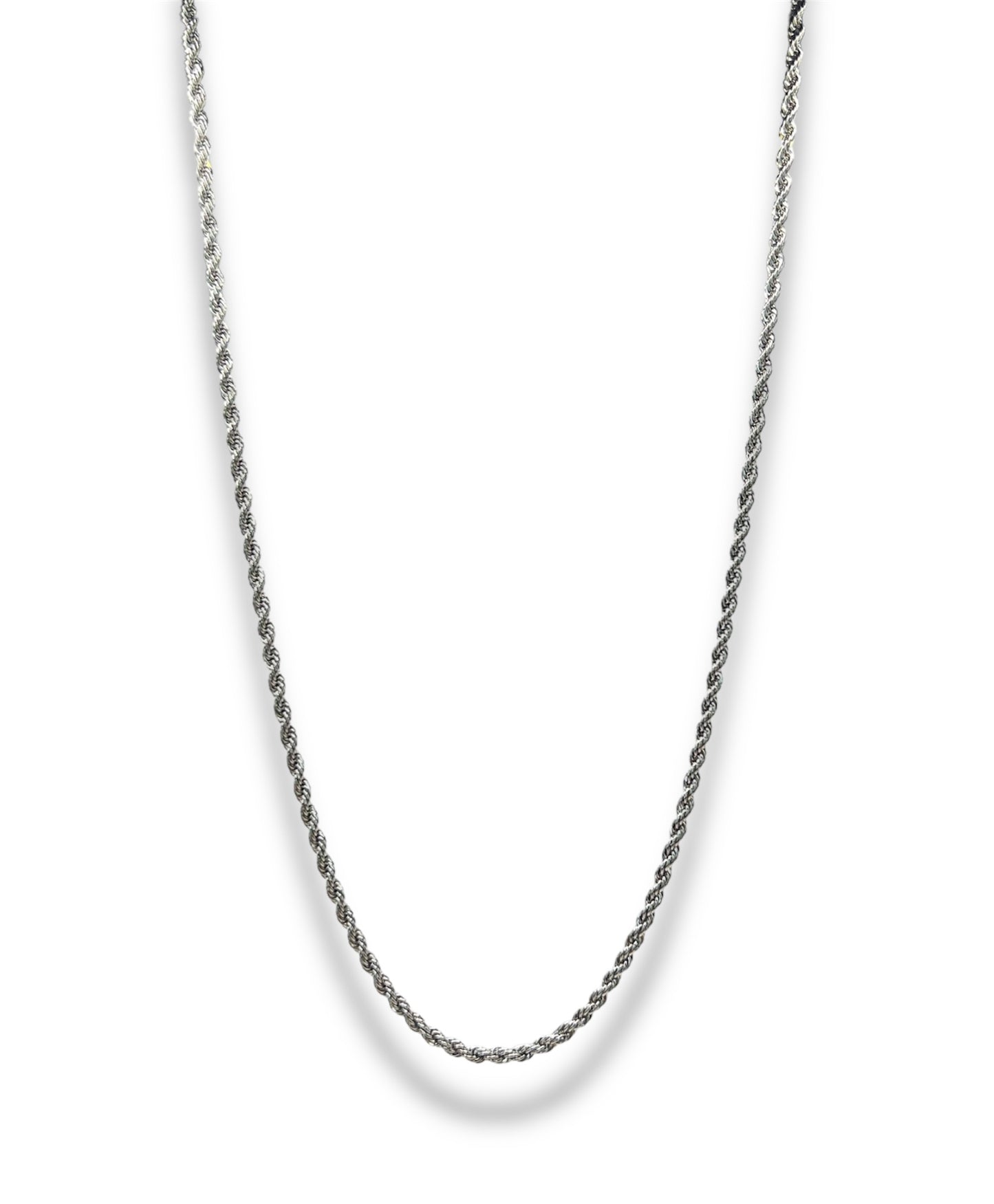 Unisex Rope Chain Necklace Precious Jewels Silver
