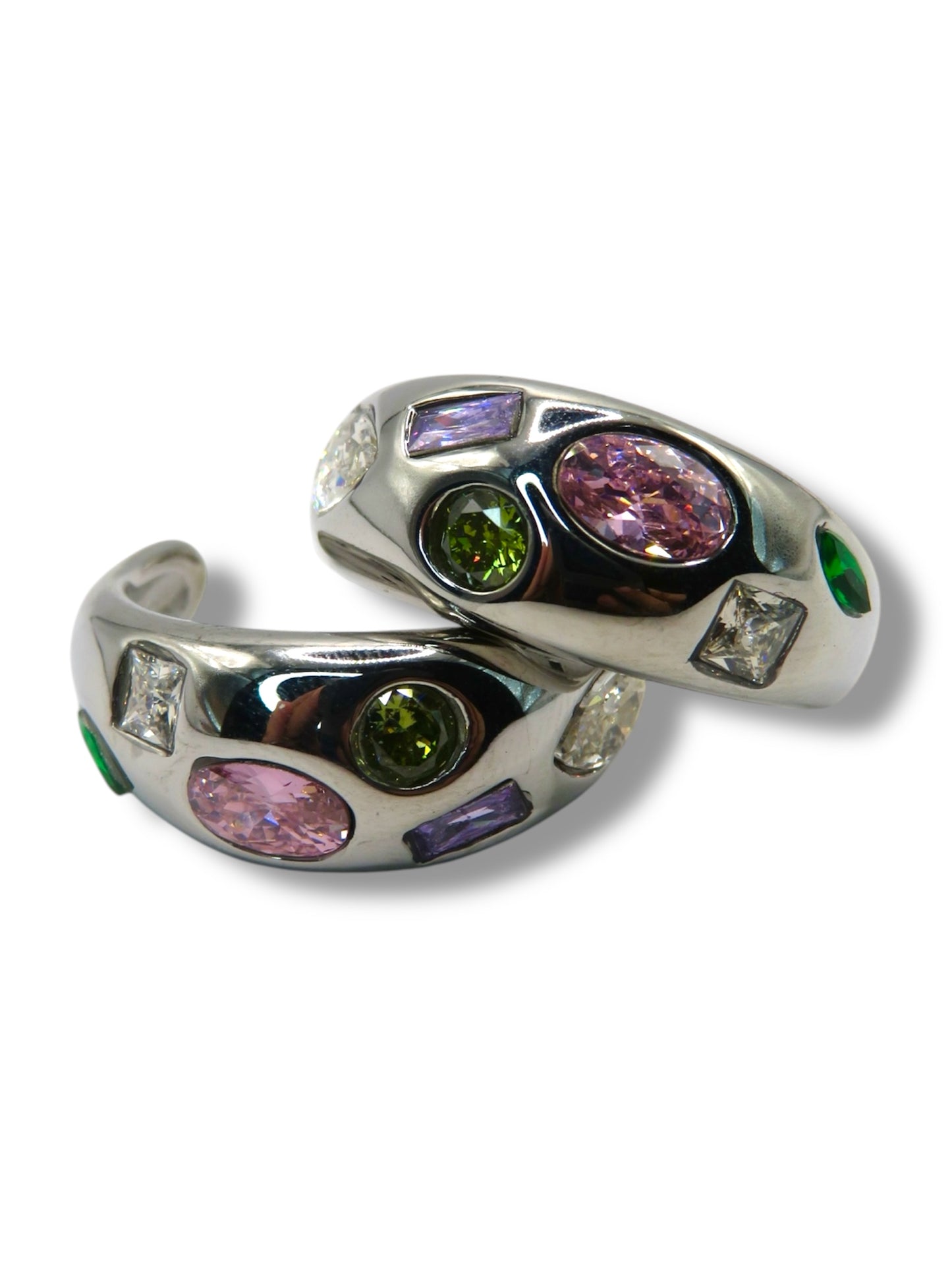 Gemstone Accent Earrings earrings Precious Jewels LLC Silver