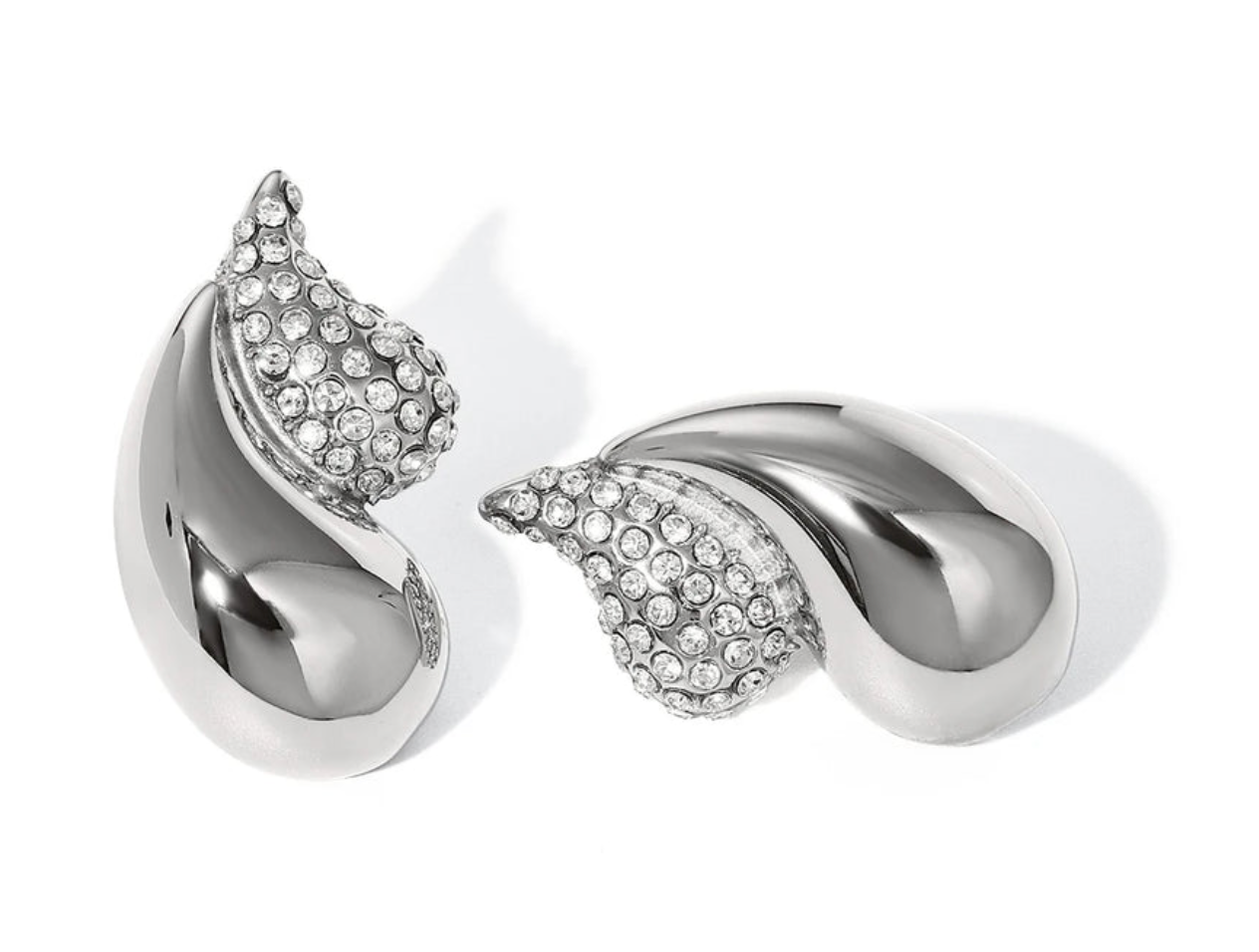 Double Teardrop Earrings earrings Precious Jewels Silver