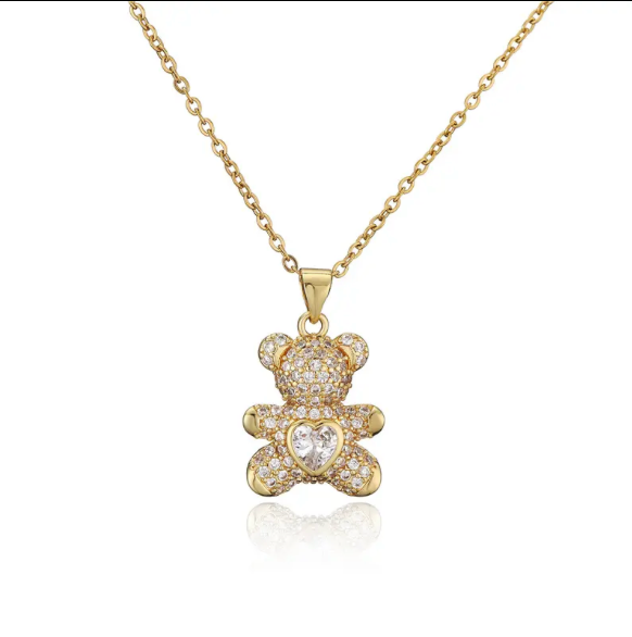 Teddy Bear Necklace Necklace Precious Jewels Clear