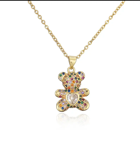 Teddy Bear Necklace Necklace Precious Jewels Multicolor