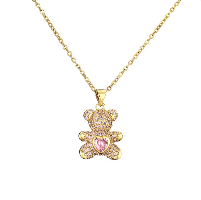 Teddy Bear Necklace Necklace Precious Jewels Pink