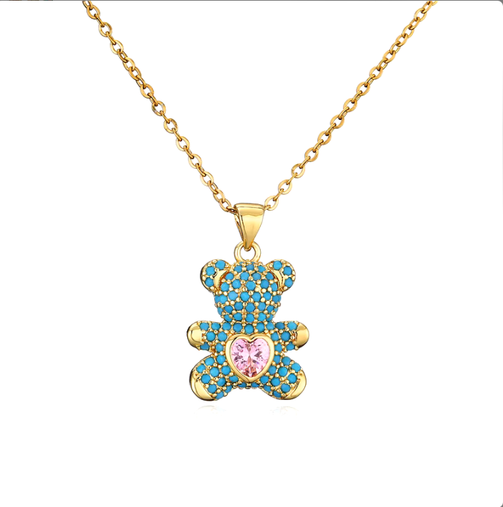 Teddy Bear Necklace Necklace Precious Jewels Blue