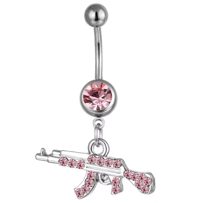 Pew-Pew Belly Piercing body piercing Precious Jewels Pink