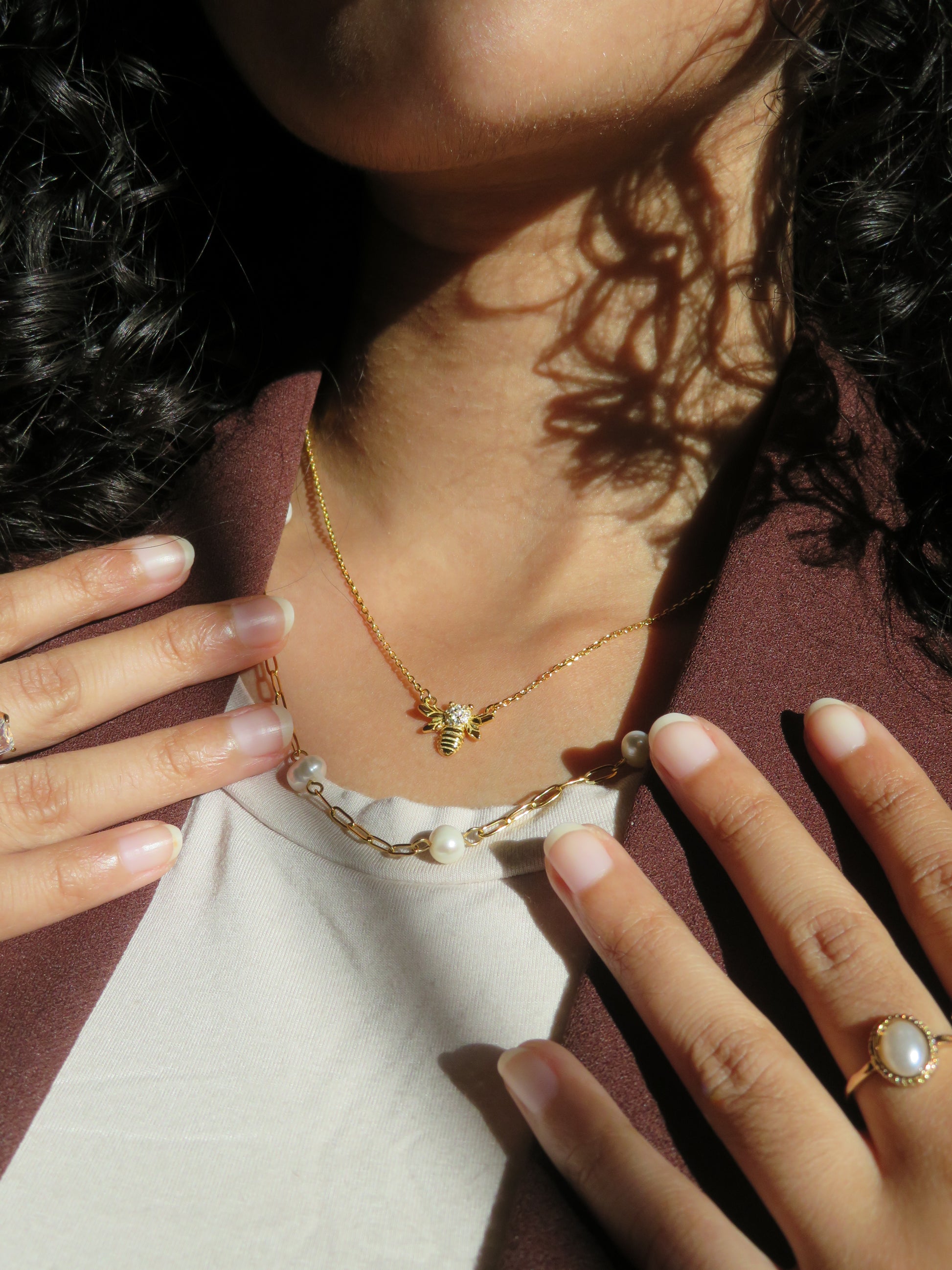Golden Pearl Link Necklace Necklace Precious Jewels