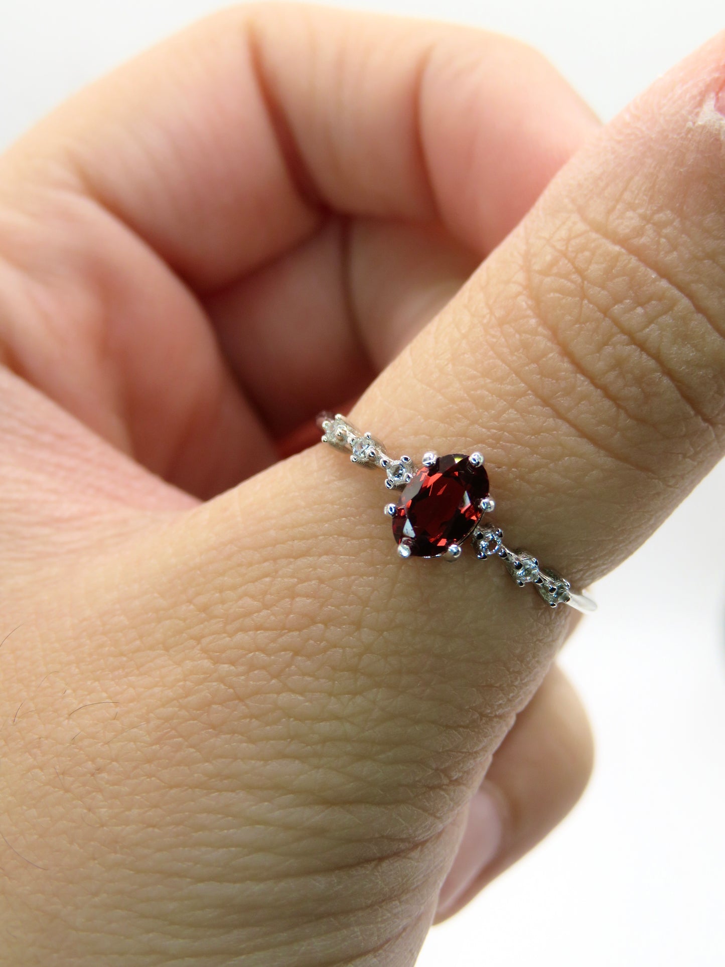 Adjustable Crimson Glow Ring ring Precious Jewels LLC Silver