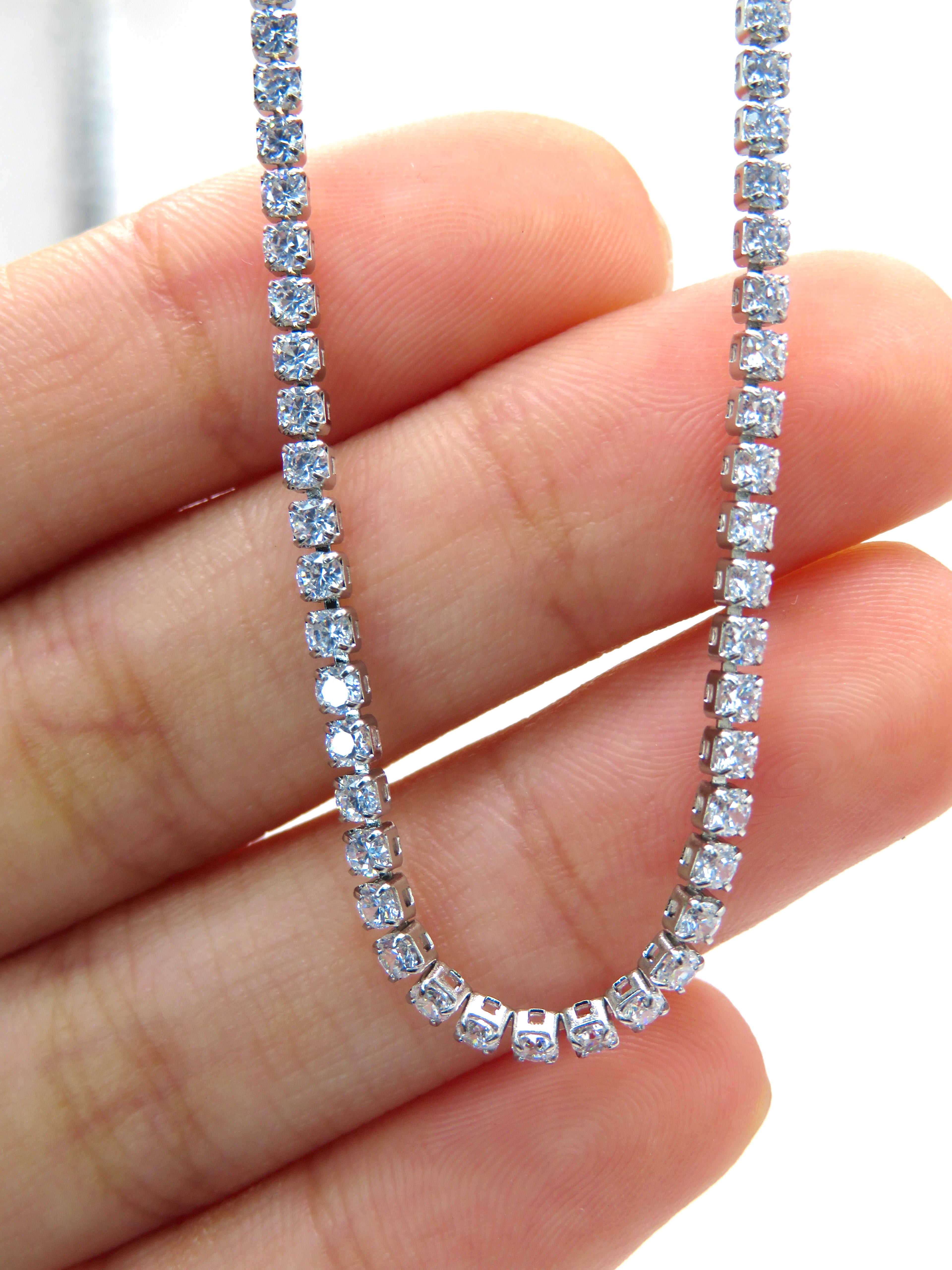 Tennis Necklace Necklace Precious Jewels Silver 2mm