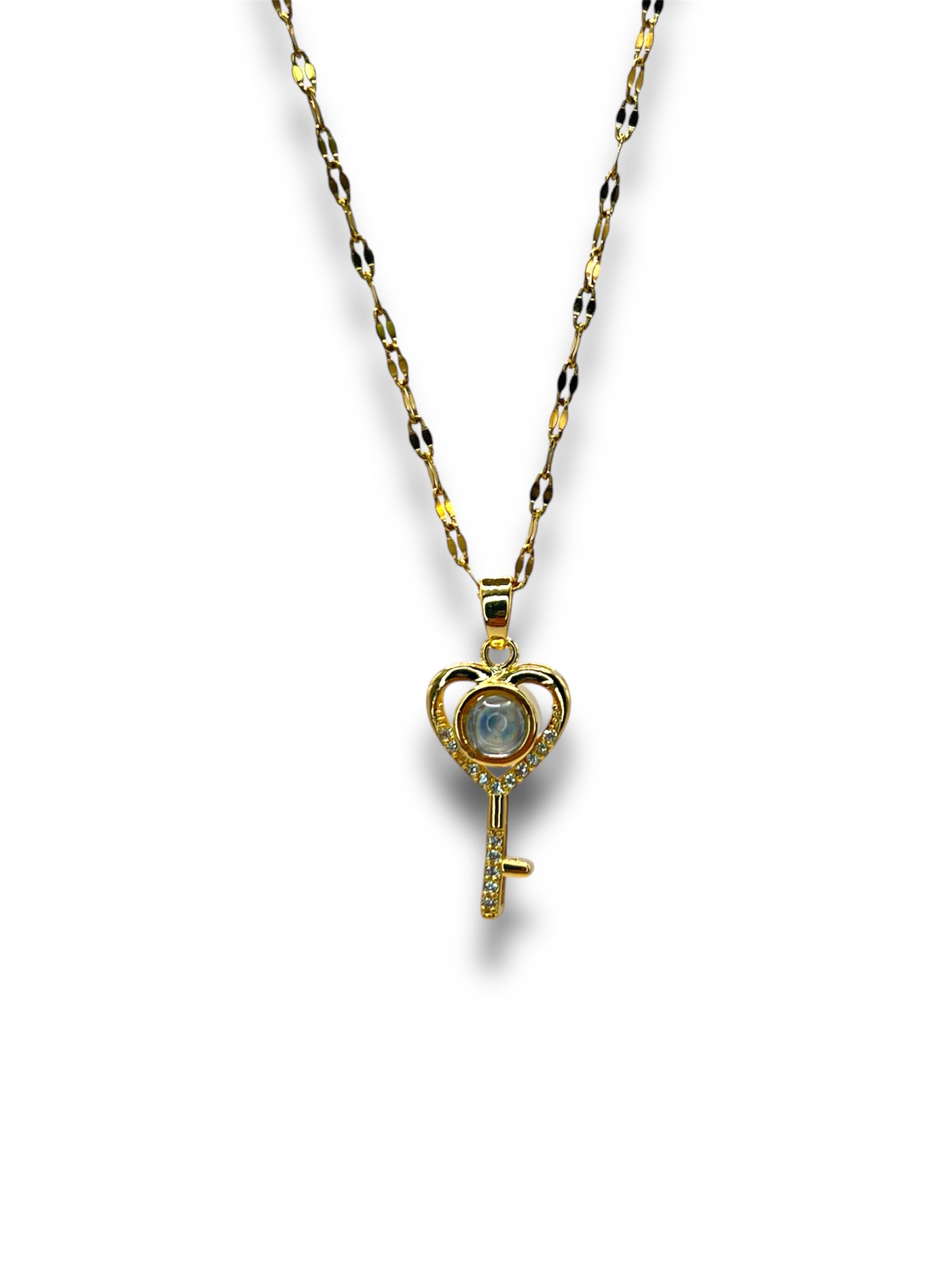 Heart Key 100 Language I Love You Necklace Necklace Precious Jewels Gold