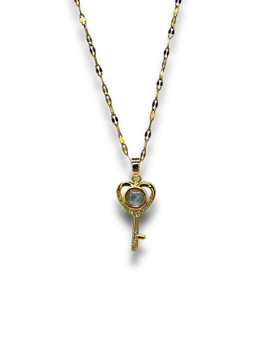 Heart Key 100 Language I Love You Necklace Necklace Precious Jewels Gold