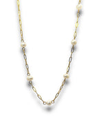 Golden Pearl Link Necklace Necklace Precious Jewels