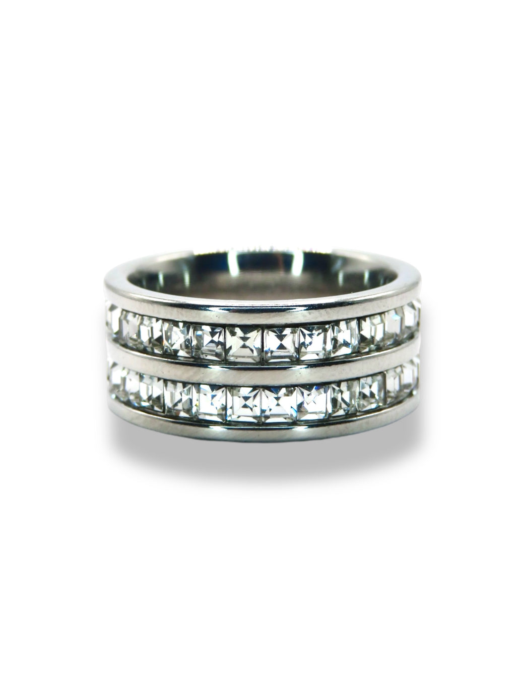 Luxe Triple Row Band ring Precious Jewels Silver 5