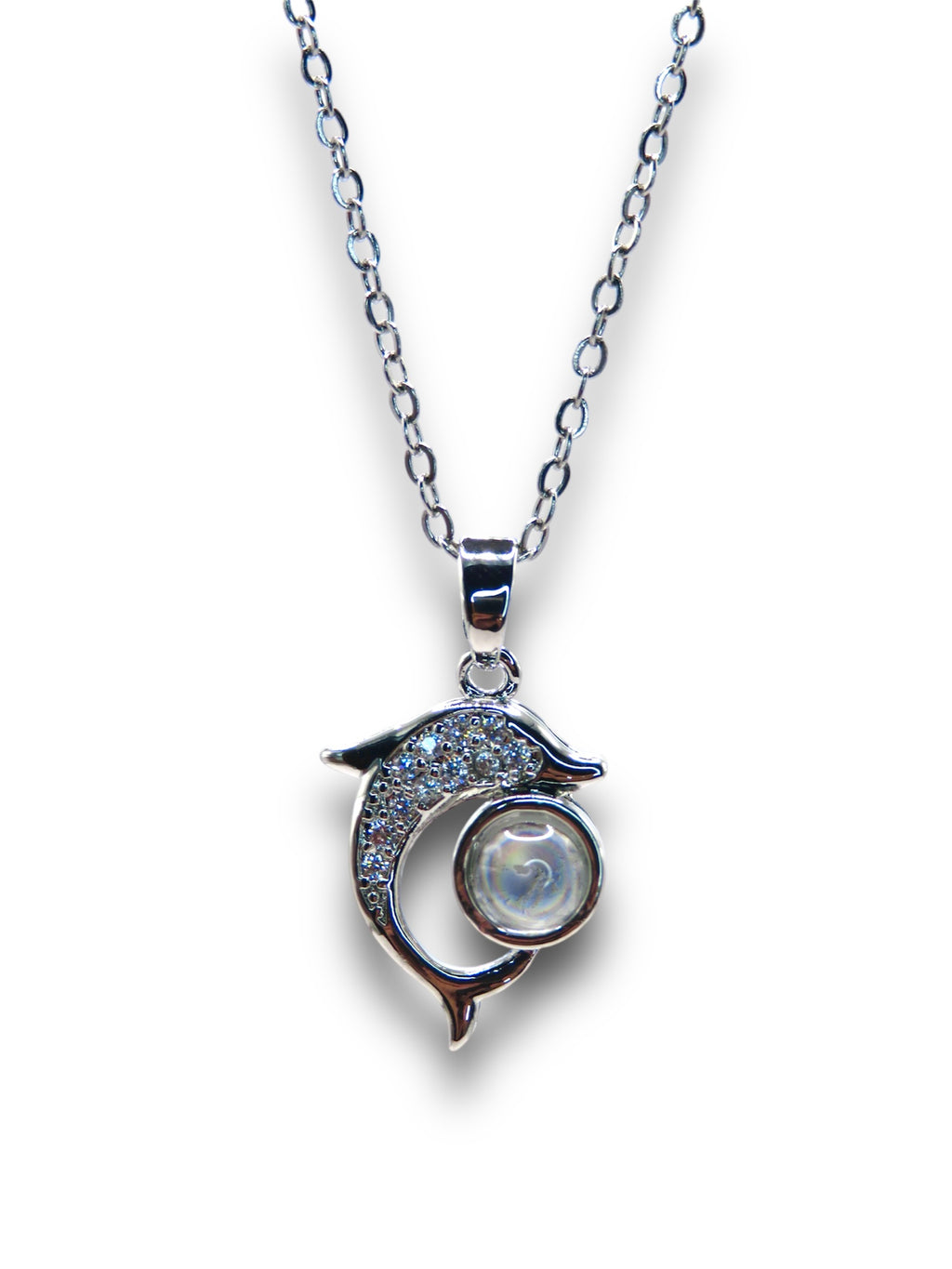 Dolphin "100 language I love you" Necklace Necklace Precious Jewels Silver