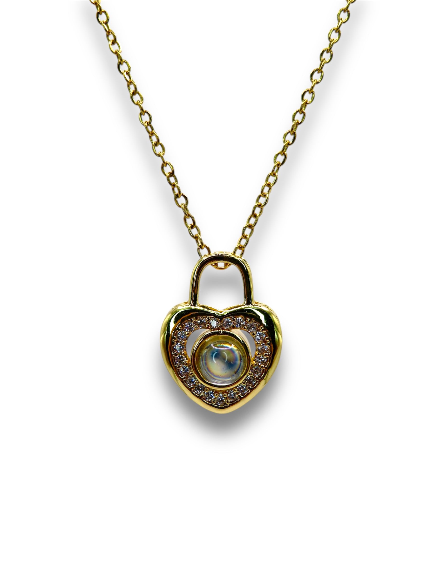 Heart Lock 100 Language I Love You Necklace Necklace Precious Jewels Gold