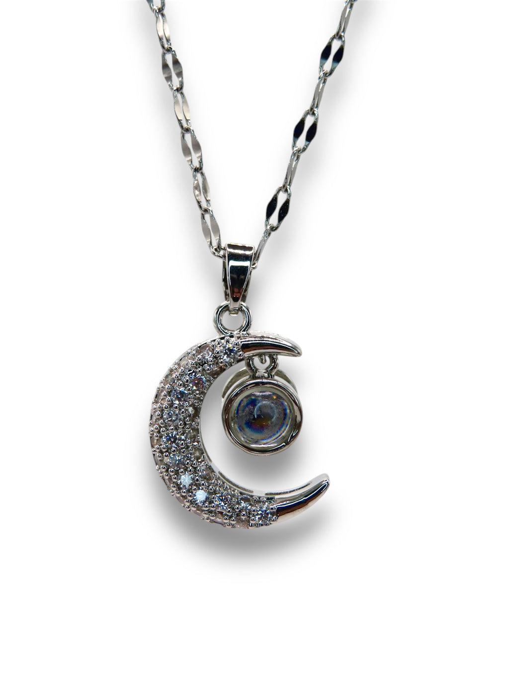 Crescent Moon 100 Language I Love You Necklace Necklace Precious Jewels Silver