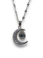 Crescent Moon 100 Language I Love You Necklace Necklace Precious Jewels Silver