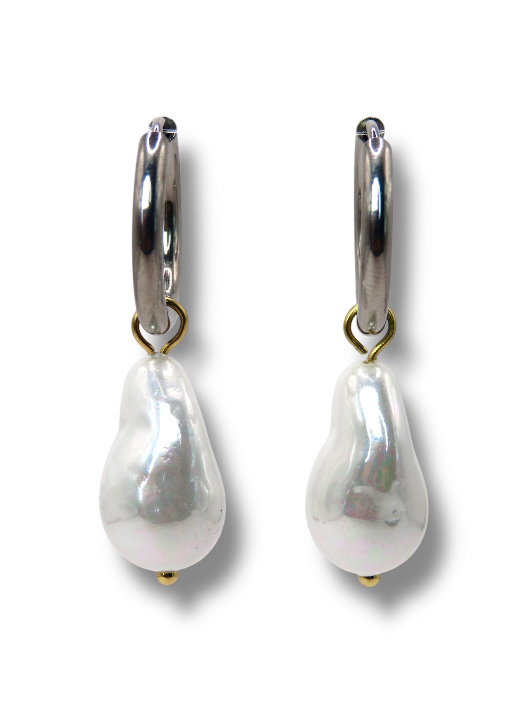 Pearl Hoops earrings Precious Jewels Silver