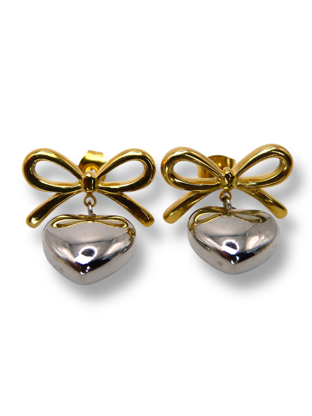 Bow Heart Earrings earrings Precious Jewels Silver