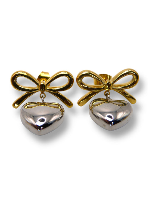 Bow Heart Earrings earrings Precious Jewels Silver
