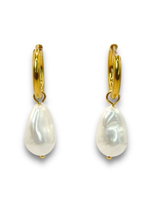Pearl Hoops earrings Precious Jewels