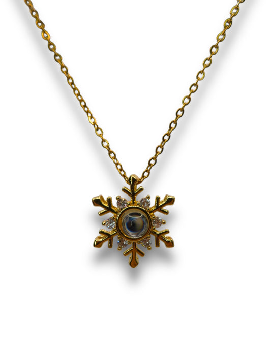 Snowflake 100 Language I love you Necklace Necklace Precious Jewels LLC Gold