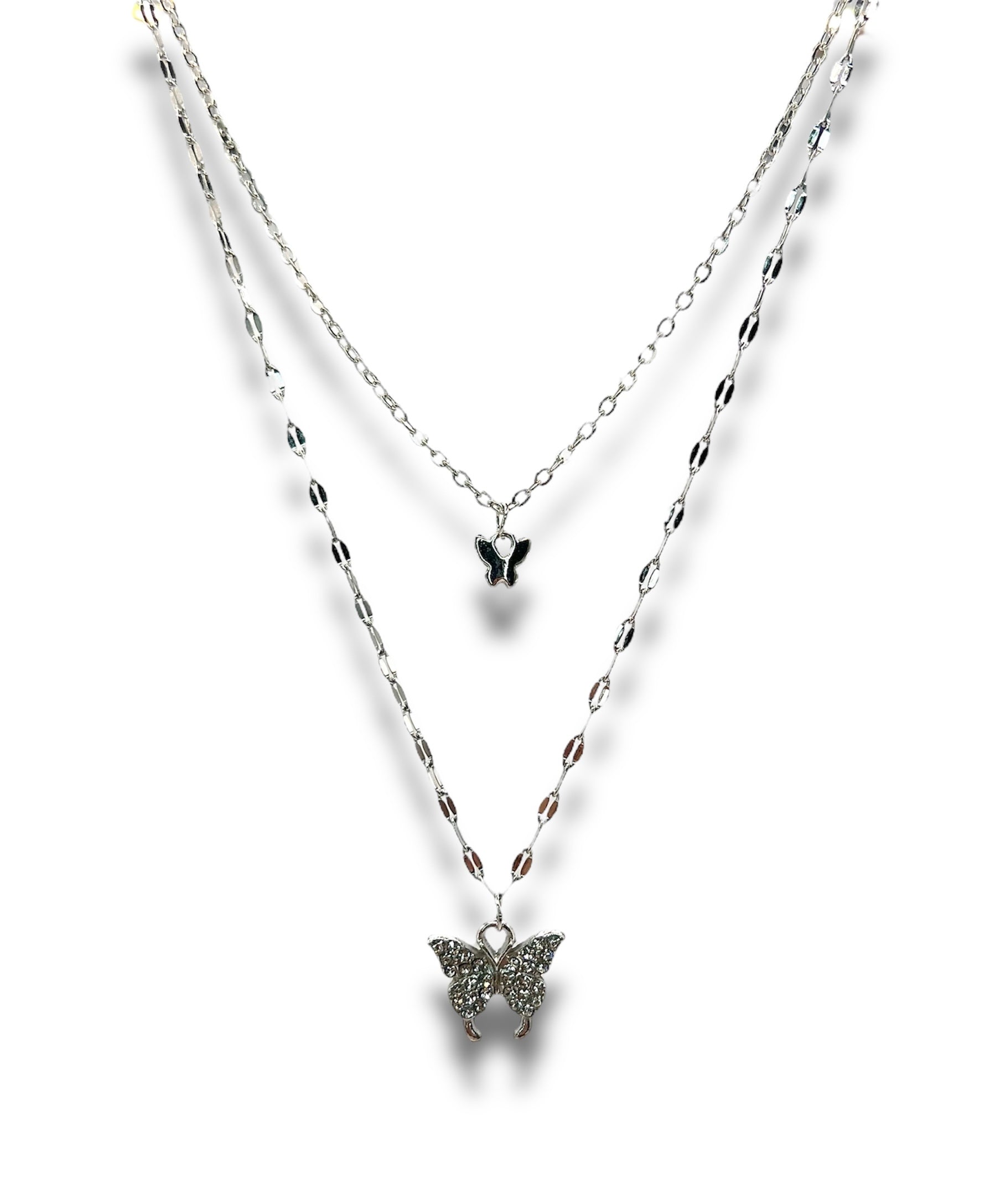 Mariposa Butterfly Layered Necklace Necklace Precious Jewels Silver