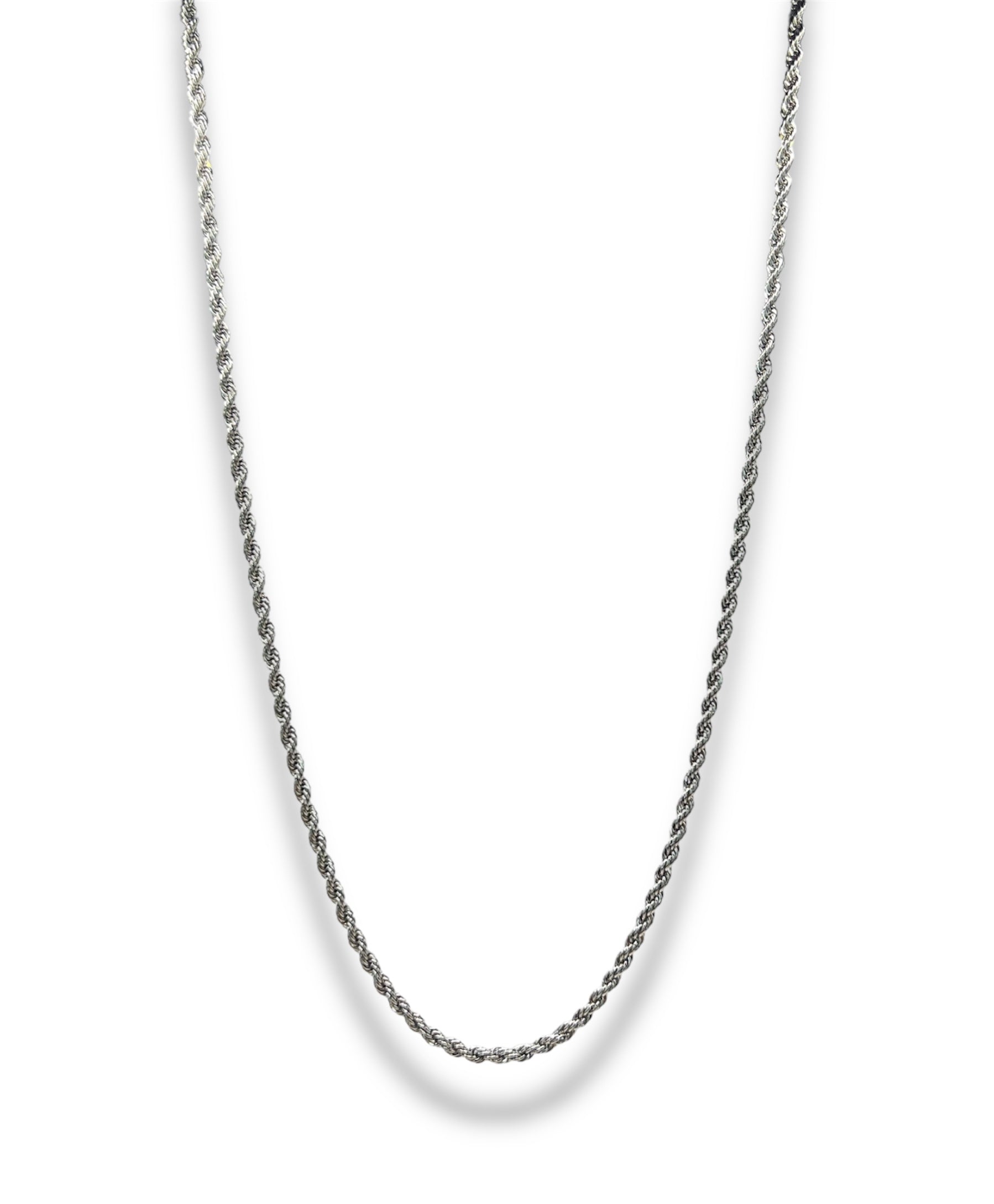 Unisex Rope Chain Necklace Precious Jewels Silver