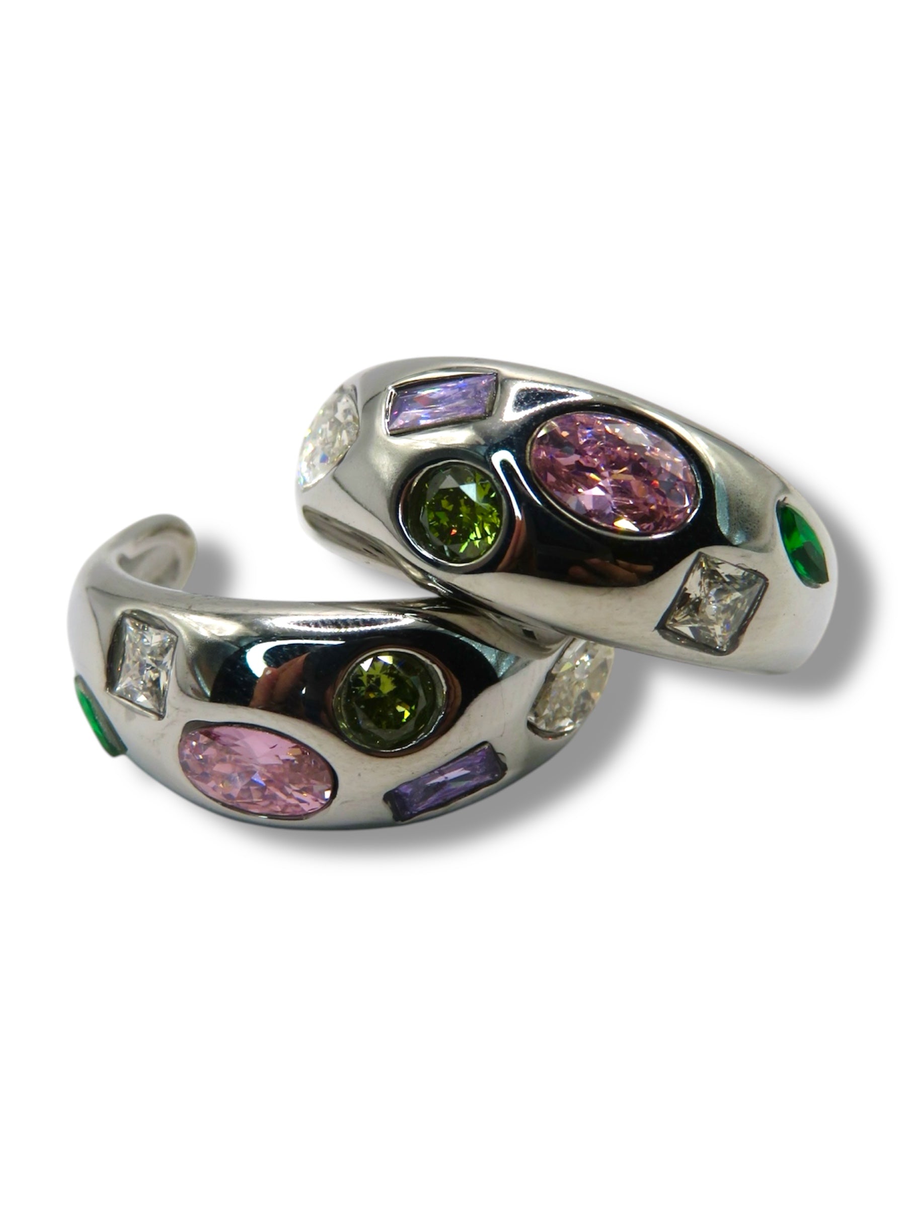 Gemstone Accent Earrings earrings Precious Jewels LLC Silver