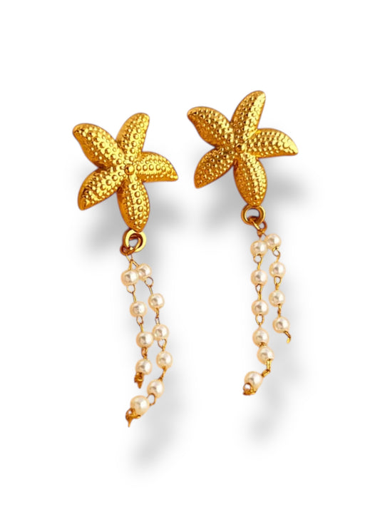 Starfish Pearl Earrings earrings Precious Jewels LLC