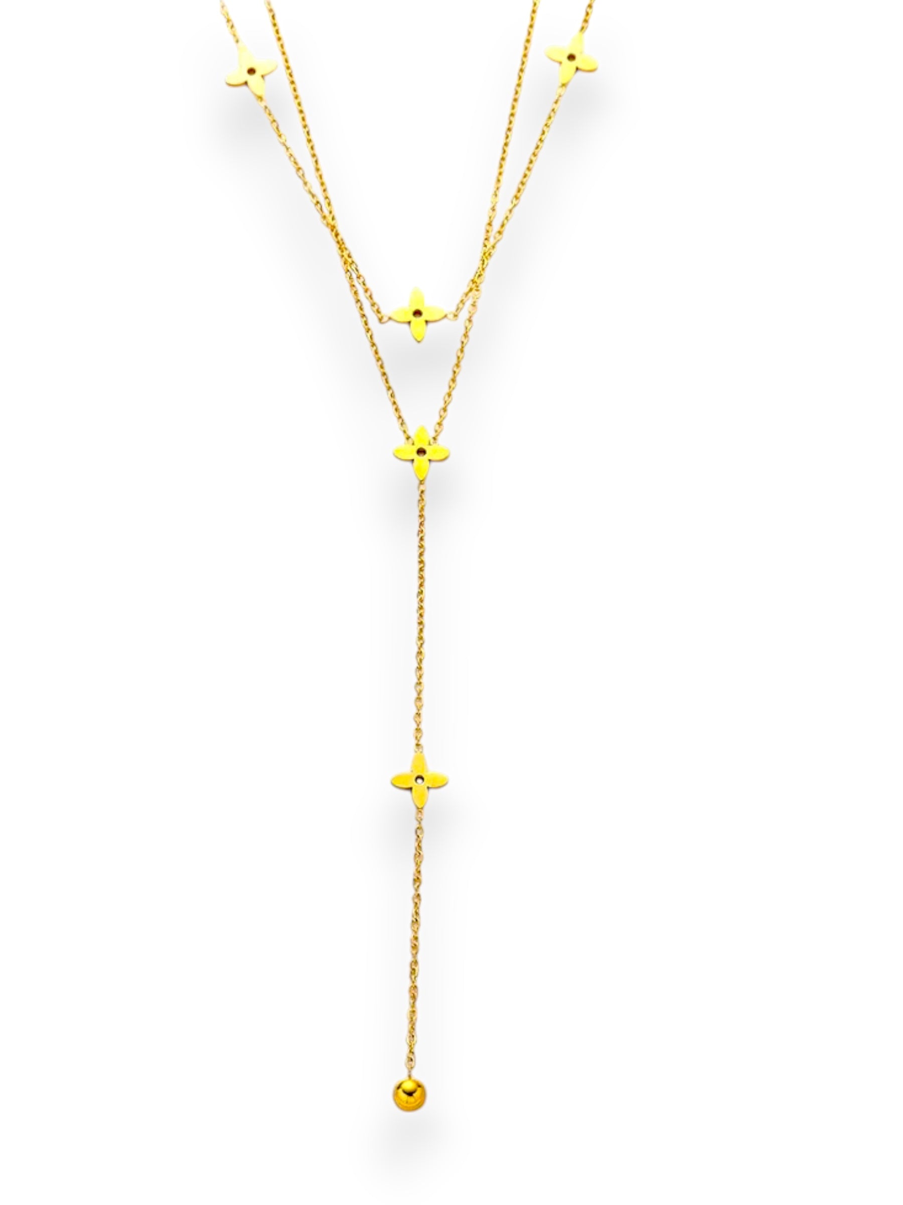 Clover Lariat Stacked Necklace Necklace Precious Jewels LLC