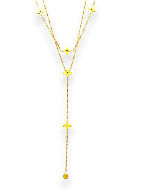 Clover Lariat Stacked Necklace Necklace Precious Jewels LLC