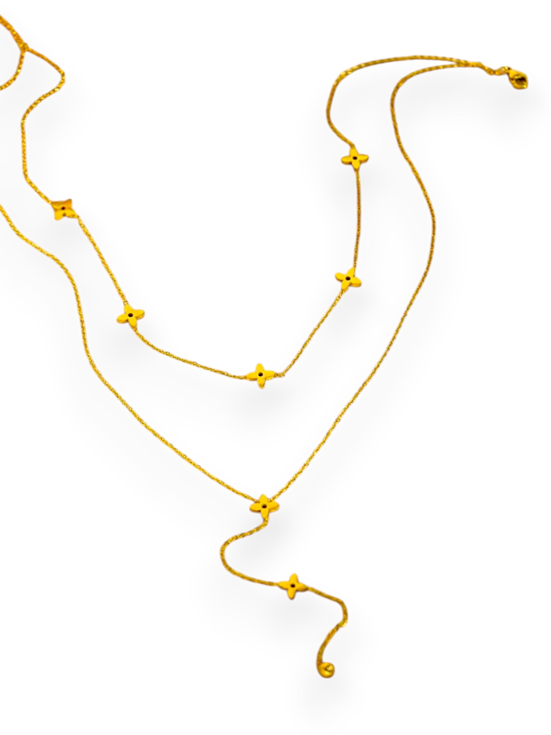 Clover Lariat Stacked Necklace Necklace Precious Jewels LLC