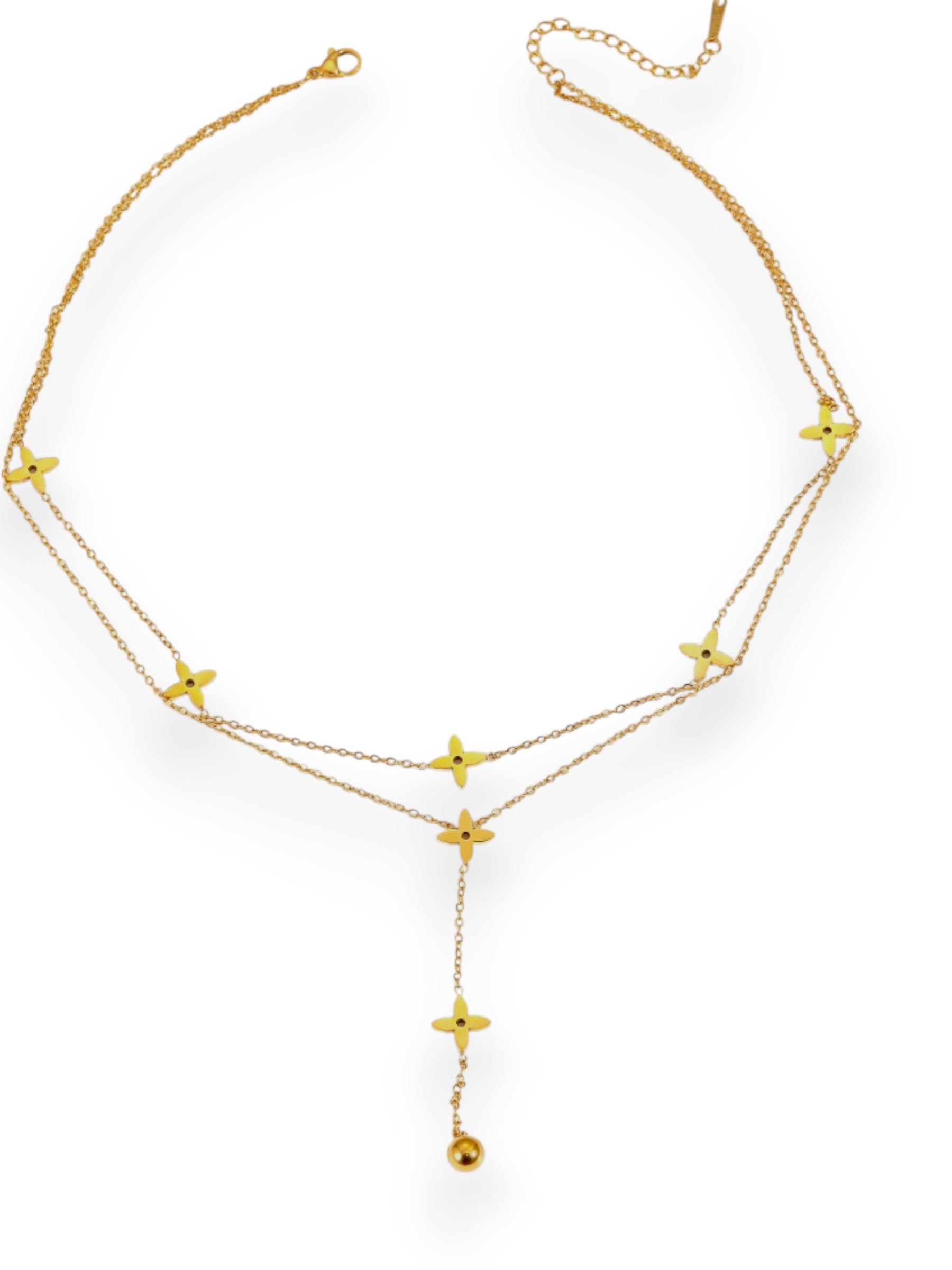 Clover Lariat Stacked Necklace Necklace Precious Jewels LLC