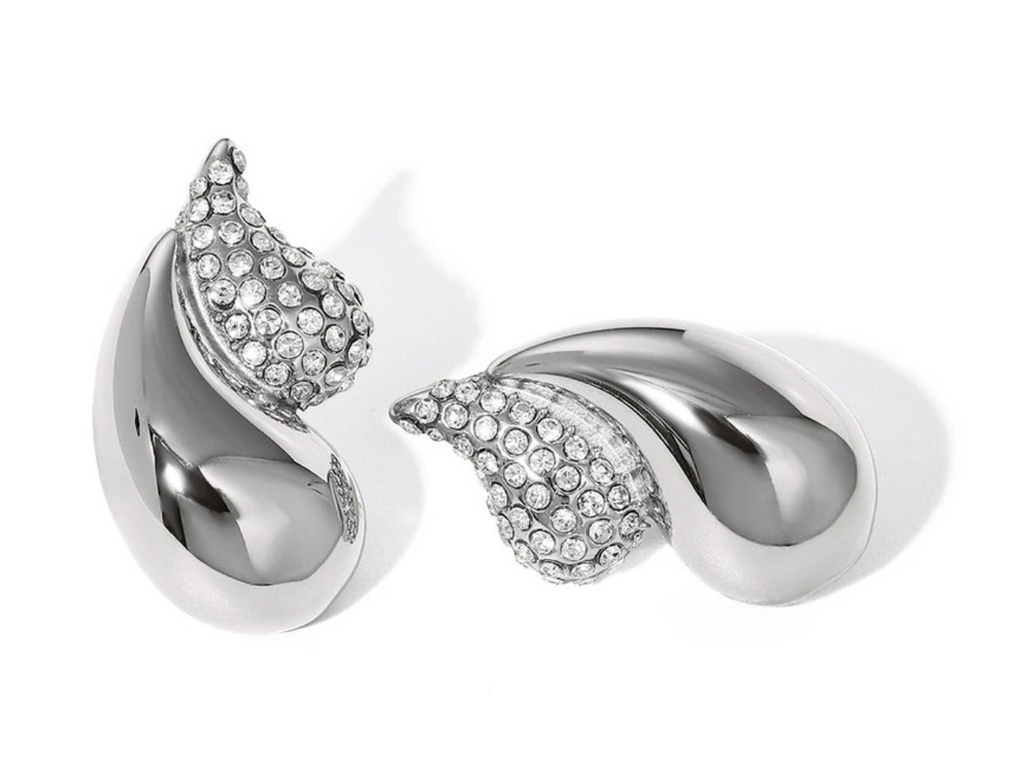 Double Teardrop Earrings earrings Precious Jewels Silver