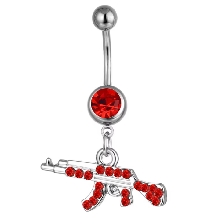 Pew-Pew Belly Piercing body piercing Precious Jewels Red